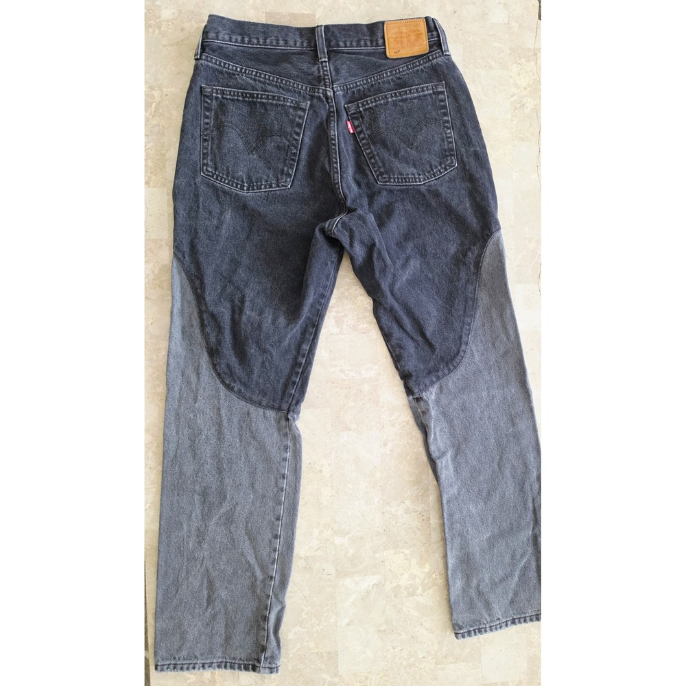 Levis Premium 501 Two Tone Colorblock Chaps Ranch Straight Leg Jeans Black  29 - Picture 5 of 11